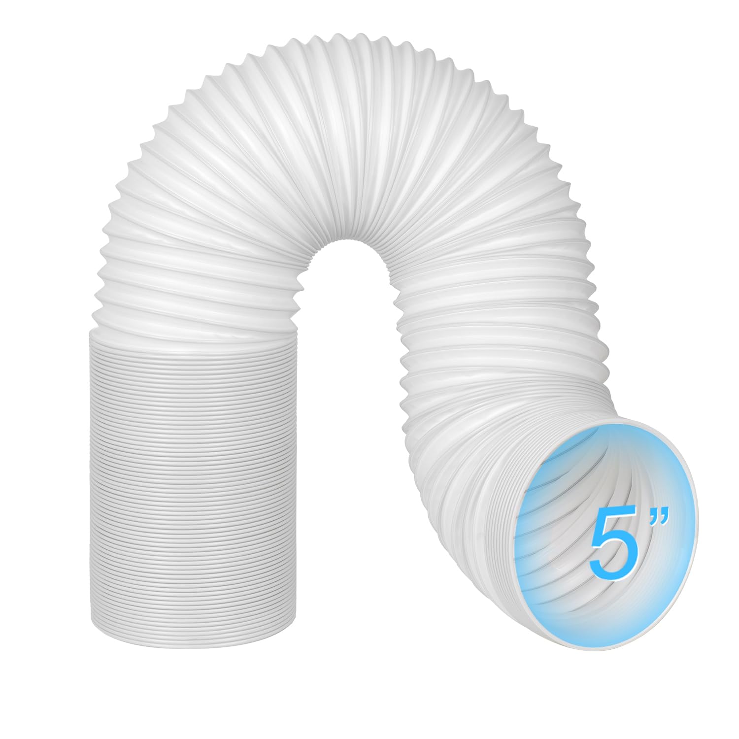 5 Inch Portable AC Air Conditioner Hose Anti-Clockwise Thread & Length up to 80" Support Counter-Clockwise Thread, AC Hose Compatible with Haier, LG, Delonghi and More (5" Hose- Anti Clockwise)