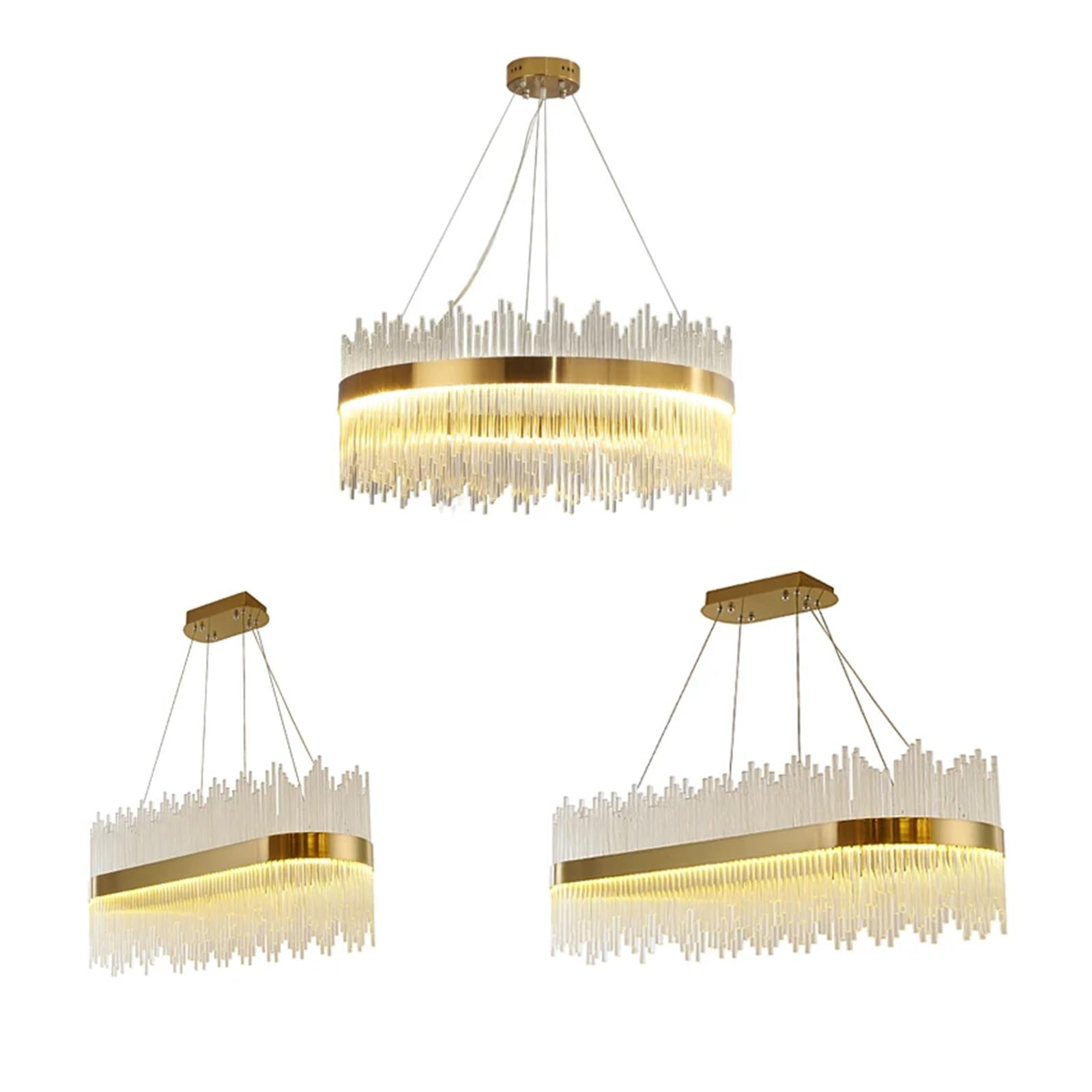 Genérico Lámparas de araña, Lámpara colgante LED de cristal lujo moderna for comedor, lámpara techo regulable, suspensión metal brillante, accesorios iluminación(1 ring dia80cm,Natural)