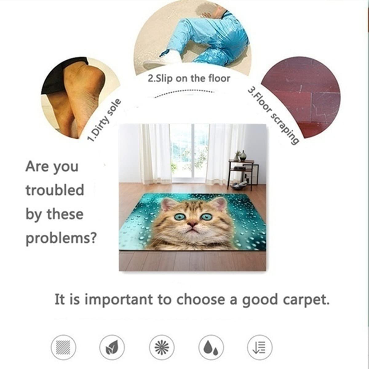 Mos Steen Kiezelsteen Vloerkleed Zacht 3d Tapijt Natuur Geïnspireerd Rock Patroo