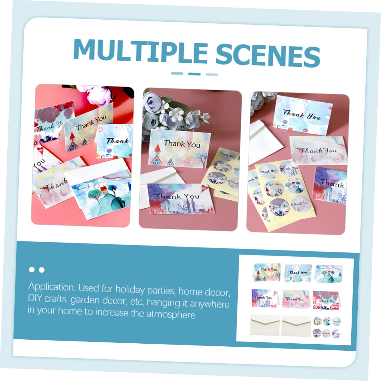 STOBOK 48sätze Dankeskarten Dekorativem Design Mit Umschlägen Und Stickern Danksagungen Für Hochzeiten Feiern Und Besondere Anlässe Geeignet Für Babygeschenke Und Mehr