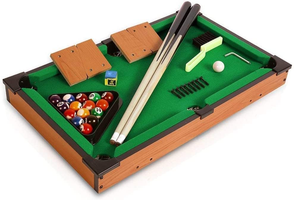 JETRA Tabletop Pool Table with 15 Colored Balls- 1 cue Ball- 2 Pool Sticks- 1 Cube of Chalk, and Triangle for Kids | Indoor Games/Toy (Brush not a Included) 1