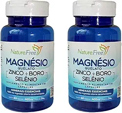 Kit 2 Magnésio Quelato Zinco + Boro + Selênio 60 Cápsulas