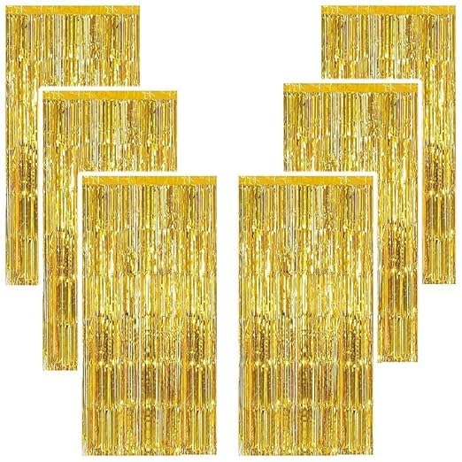 Star SAI Collection- Metallic Gold Foil Curtain Set – Party Decorations for Birthday, Baby Shower, Anniversary, Wedding, Bachelorette & Celebration (Pack of 6) (Golden)-image-25