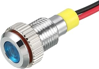 Tool parts LED Indicator Light AC/DC 24V 8mm Flush Panel Mount Blue LED Metal Shell 5Pcs