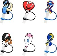 Vista 20 de 6 fundas de pajilla, cubiertas de silicona para pajilla, tapas de paja para vasos, tapones de paja portátiles a prueba de polvo para popotes de 7 a