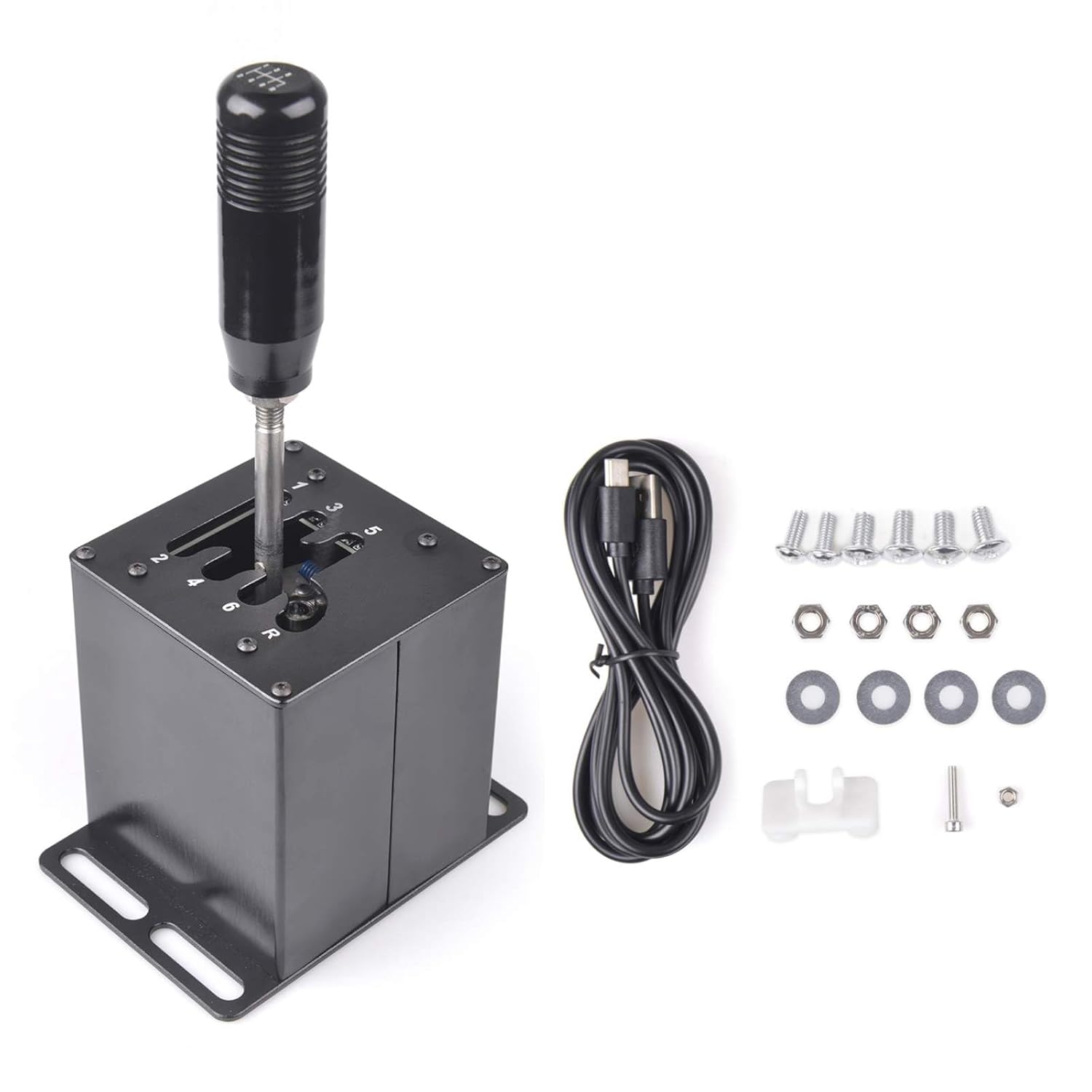 ZHSYMX PC USB Simulator Shifter Compatible with Logitech G29 /G27 /G25 /G920,Thrustmaster T300 T500 Steering Wheel Applicable for ATS ETS Dust WRC Sim Racing Games H Shifter 6+R(PC System) Black