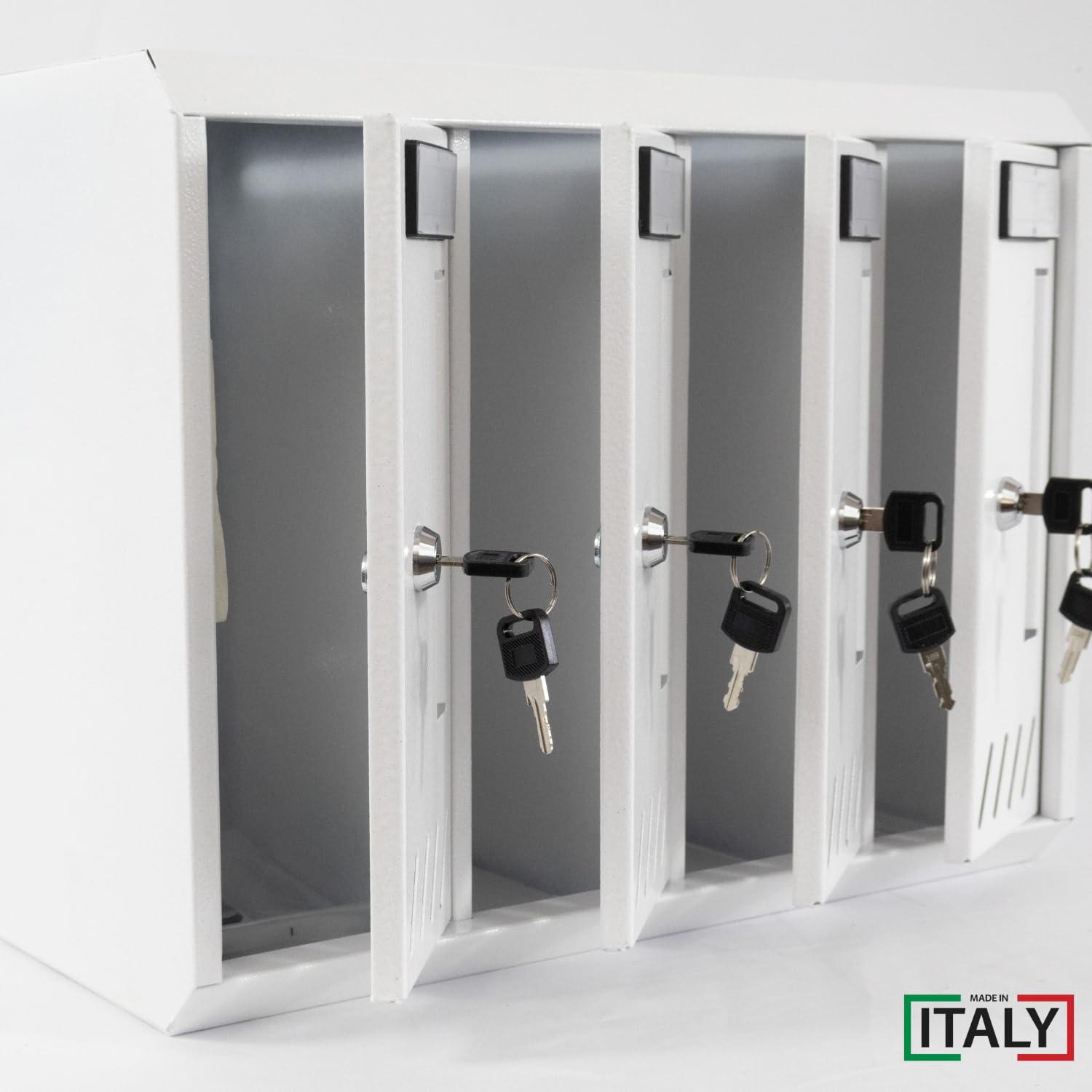 MOHOME Cassetta Postale Esterno Condominiale Made in Italy Bianca 4 Scompartimenti Componibile Modulare 41 x 19 x 31,5 cm Apertura Frontale Interno Doppia Chiave di Sicurezza Casa Ufficio