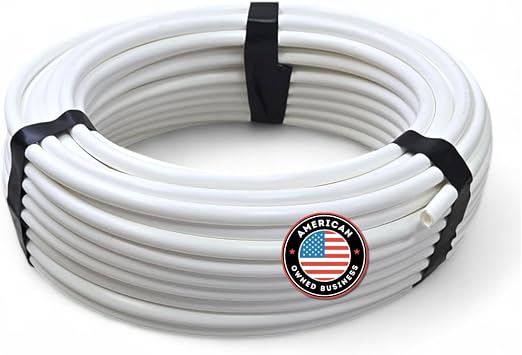 50 Foot White USA Made Premium 1/4-Inch Drip Irrigation Poly Supply Tubing, for Irrigation Drippers, Drip Emitters, and Drip Systems - Polyethylene For Use With Raindrip, Rainbird & More