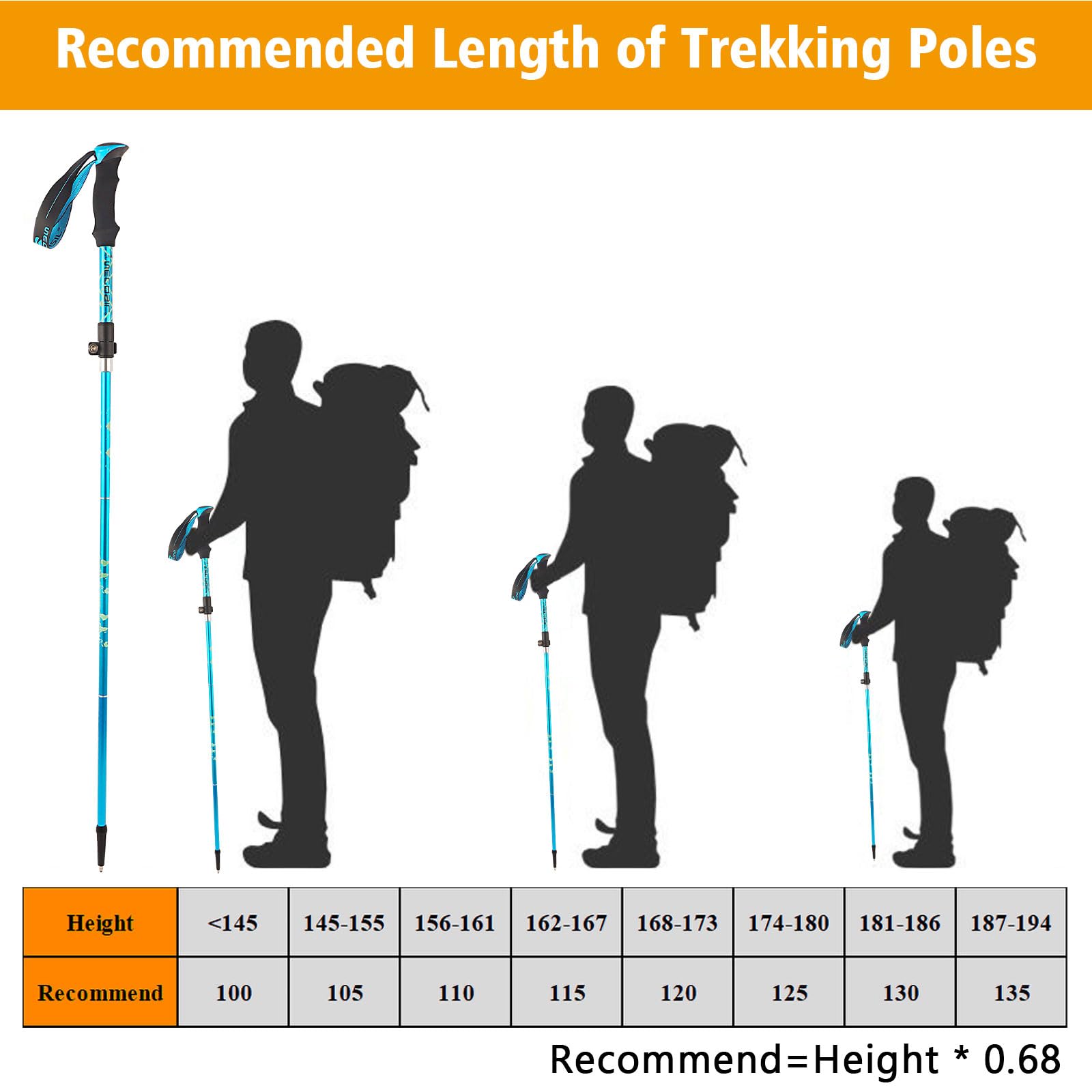 Bastoni da Trekking,Bastoni Trekking Pieghevoli,Bastoncini Trekking Telescopici 107-131cm per l'escursionismo,il campeggio,lo sci