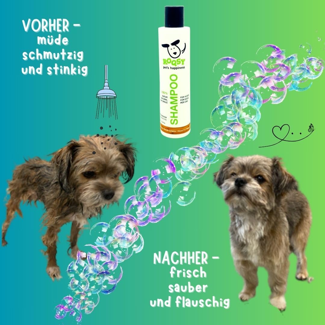 Shampooing Naturel pour Chiens de Toutes Races, Tailles et Couleurs de Fourrure - Contre Les odeurs et Les démangeaisons, Produit Naturel, également pour Les Peaux sensibles ou Les Allergies