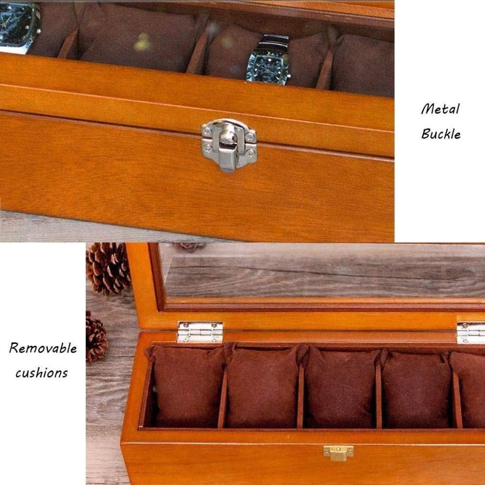 MUSUMI Scatola per Orologi Scatola per Tetto apribile in Vetro in Legno Scatola per Gioielli Scatola per Esposizione Scatola alla Moda (Nero)