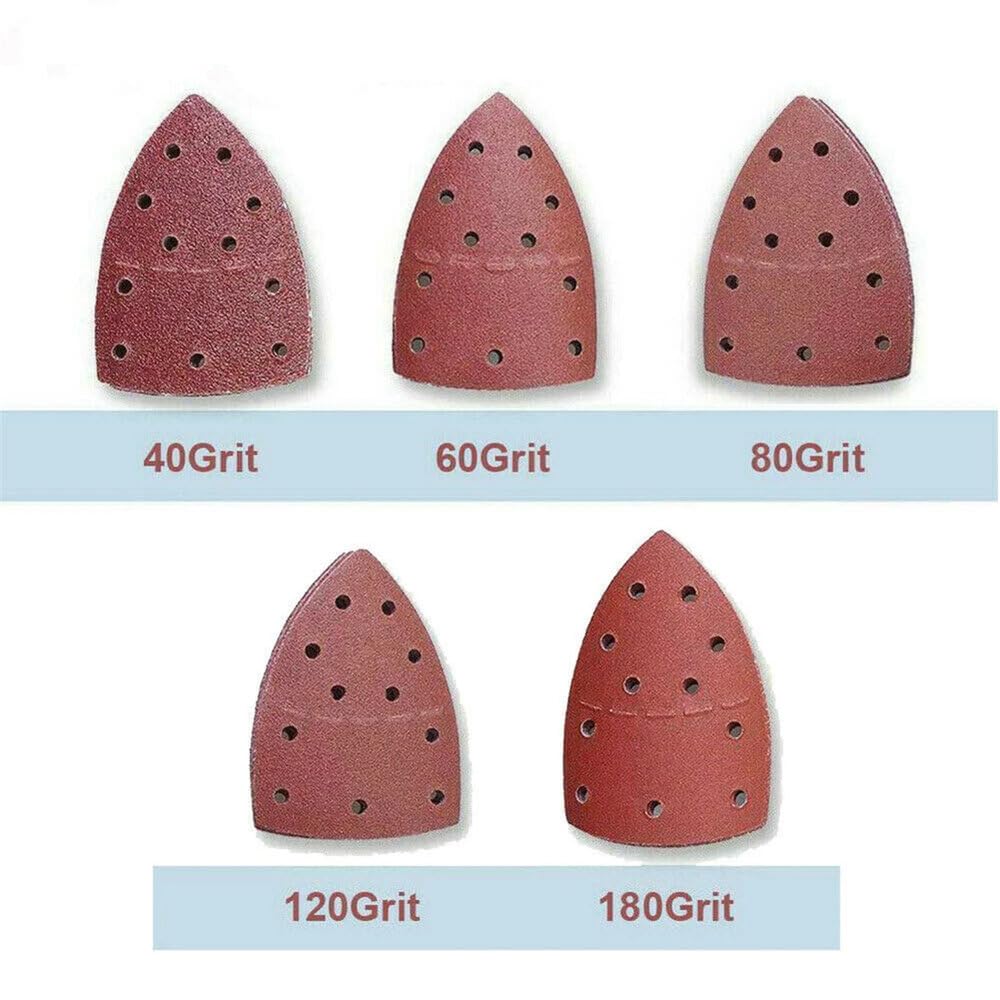 Lot de 40 Feuilles de Papier de Verre triangulaires abrasives, Grain Mixte, pour Une élimination Rapide ou Un écaillage Grossier, 152 x 105 mm