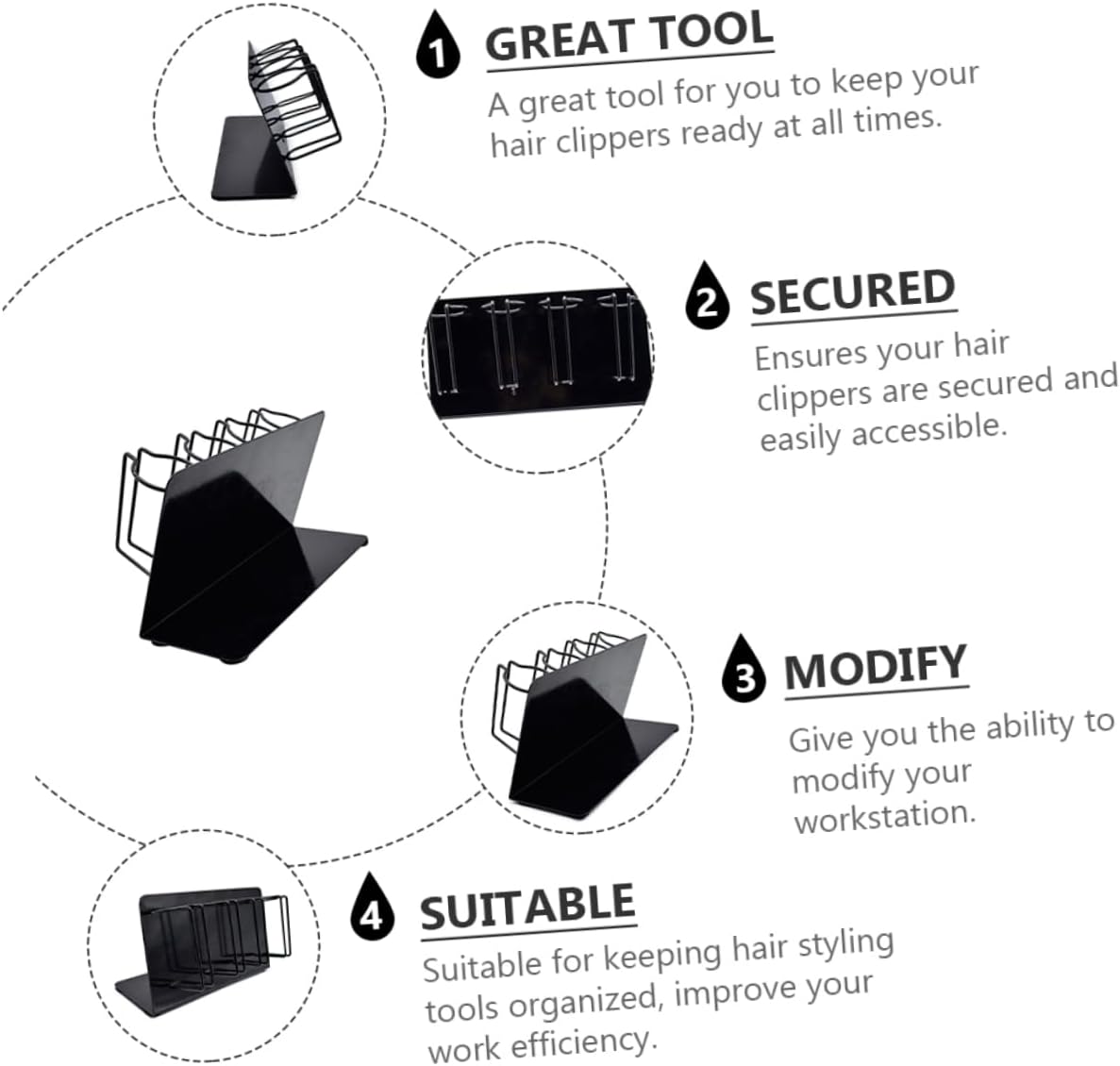 Angoily Hair Clipper Hanger Multi-Purpose Trimmer Holders Brush Comb Storage Space-Saving Design