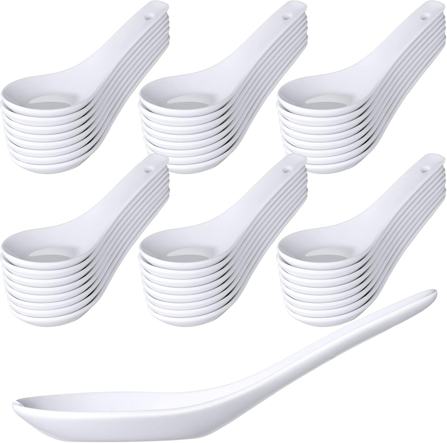 50 Pieces Ceramic Soup Spoons Bulk Chinese Spoon Sets