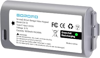 EN-T2 Replacement Battery for LiftMaster/Chamberlain myQ Smart Garage Video Keypad - Compatible with Model 18650MH1-1S2P, High Capacity, Includes USB-C Charging Cable (1 Battery)
