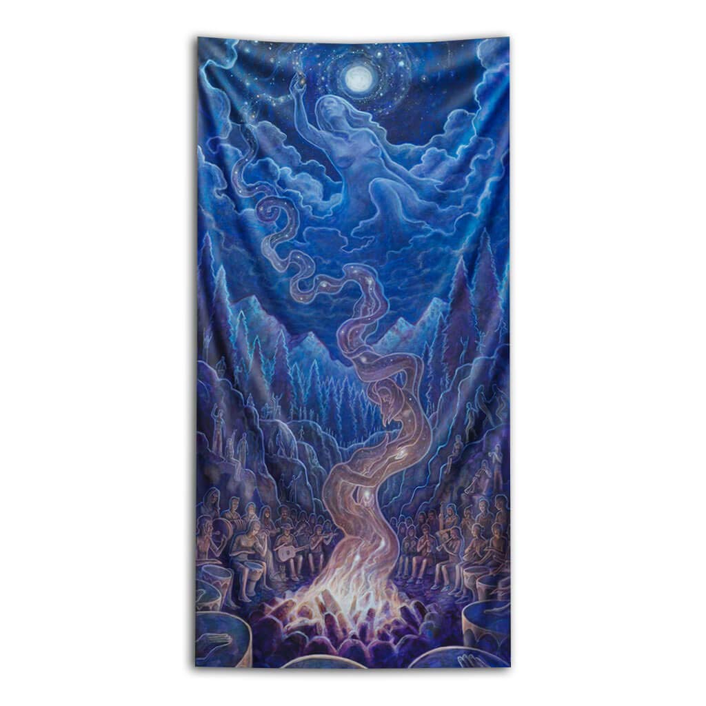 Third Eye Tapestries "Song for Gaia” Wall Tapestry by Blake Drezet - Psychedelic Art Tapestry - Hanging Modern Art Tapestry(44x90)
