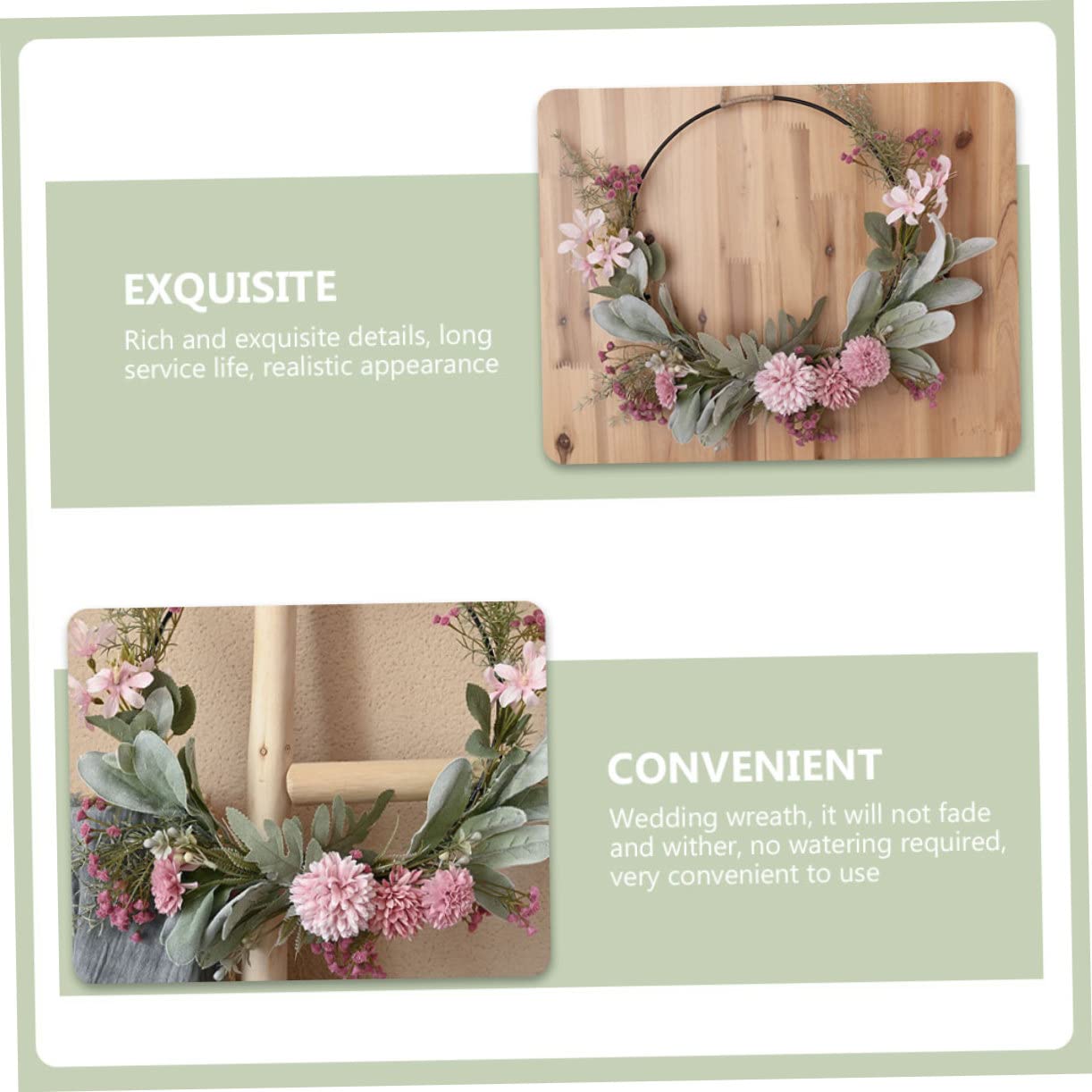 VOSAREA 2pièces Couronne De Fleurs Artificielles avec Oreilles De Lapin Décoration Murale Porte pour Mariage Et Maison Éléments Naturels Et Vifs pour Fêtes Et Saisons
