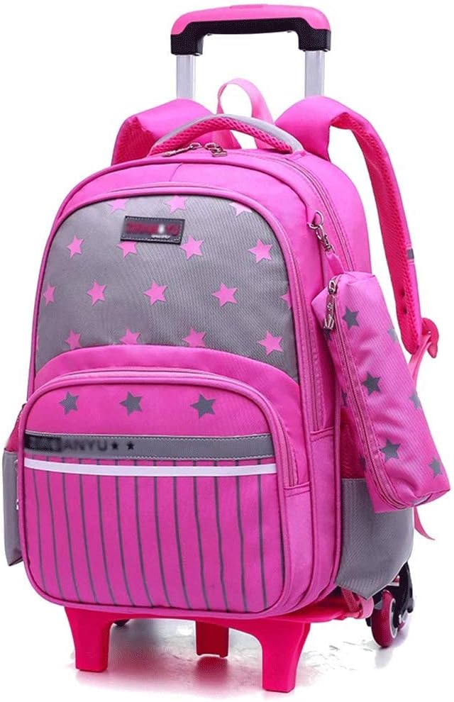 Jumedy Detachable Trolley Bag Dual-use Primary School Students 2-3-6 Grade Boys and Girls School Bag (Color : Purple)