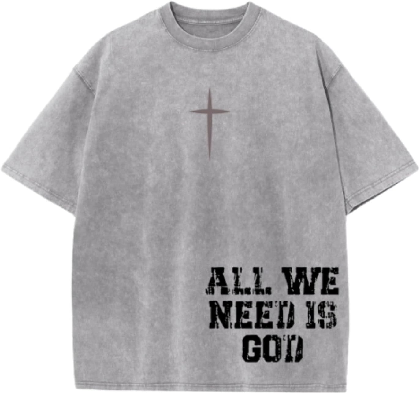 Wrenpies Christian Shirts for Men Inspirational God Faith Jesus Tshirts Oversized Vintage Cross Graphic Tees Acid Wash Tops
