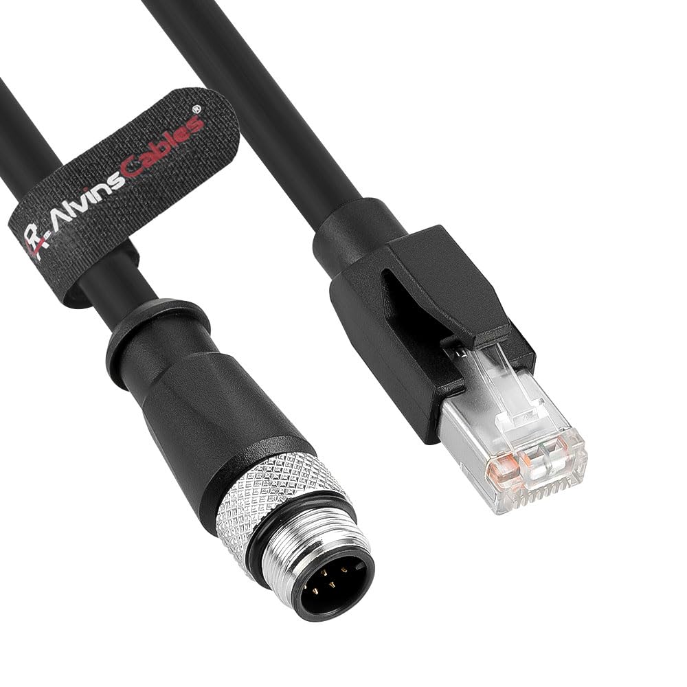 Alvin's Cables Kabel Ethernet M12 do Cognex kamery przemysłowej M12 kod A 8 Pin męski na RJ45 Cat-6 kabel ekranowany 15M/49,2 stopy