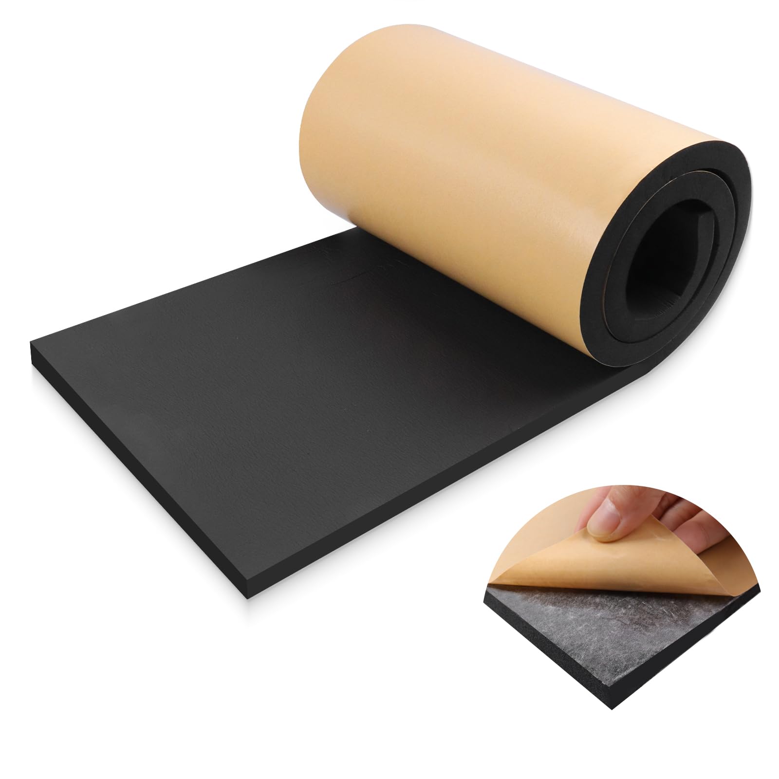 LSGCQ Self Adhesive Foam Sheets Neoprene Rubber Sheet Foam Roll for DIY Gaskets Shock Pads (300mmร19mmร3m, Black)