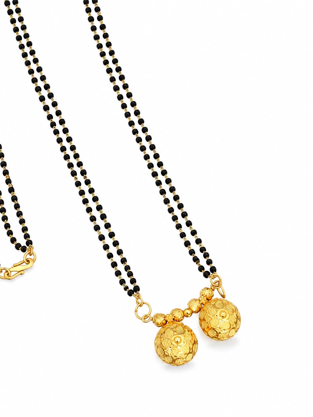 Royal Twin Orb Mangalsutra for Women | Gold Plated Black Bead Chain with Traditional Dual Gold Ball Pendant | Elegant Ethnic Daily Wear Jewelry-image-45