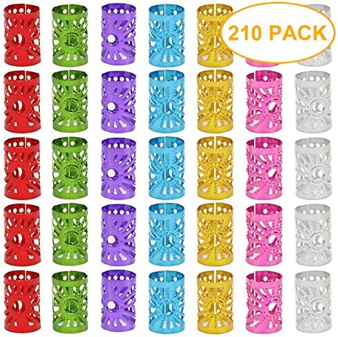 210 Pieces Multicolor Aluminum Hair Coil Dreadlocks Adjustable Sturdy Metal Hair Cuffs Braid Rings Braiding Hair Decorations