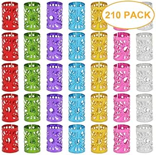 210 Pieces Multicolor Aluminum Hair Coil Dreadlocks Adjustable Sturdy Metal Hair Cuffs Braid Rings Braiding Hair Decorations