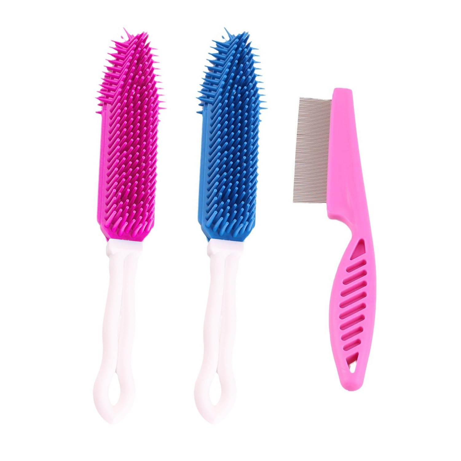 2 Pieces Pet Bath Brush and 1 Piece Pet Comb Pet Hair Care Tools Pet Supplies Pet Hair Removal Brush