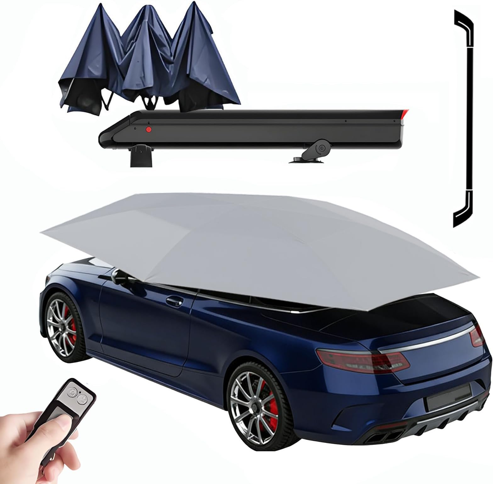 Fully Automatic Car Tent Umbrella, 3.8x2.7m Portable Canopy, Retractable Car Cover with Remote, Automatic Car Cover, for Sedan SUV Gray