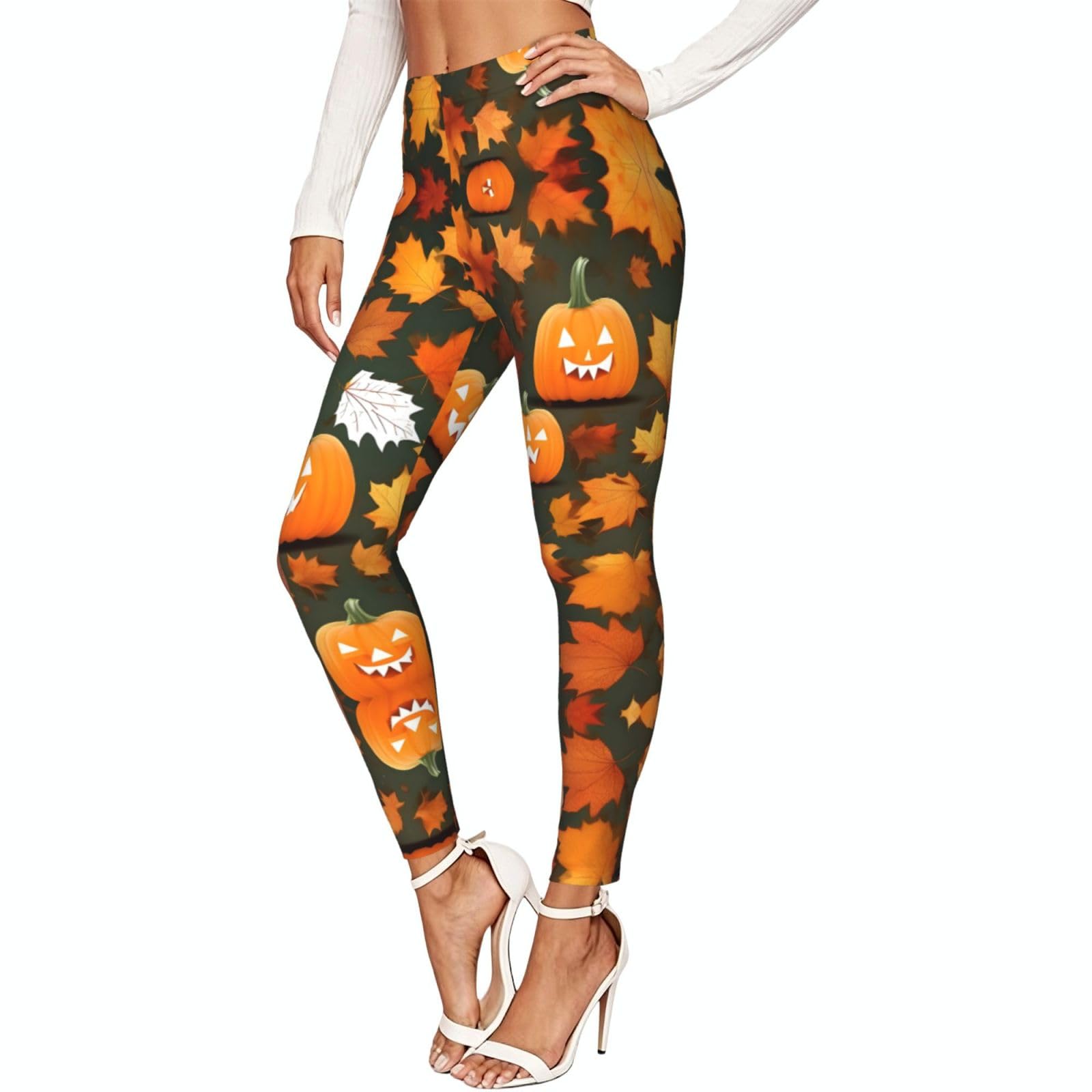 Leggings de compresión suave con estampado de calabaza para mujer 7
