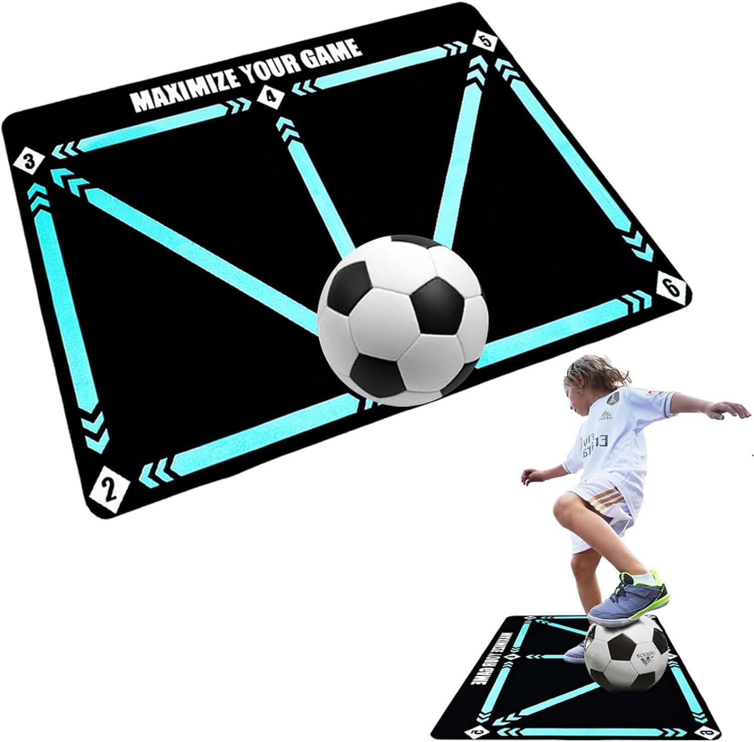 Tapis d'entraînement de football antidérapant bleu - Accessoires de dribble