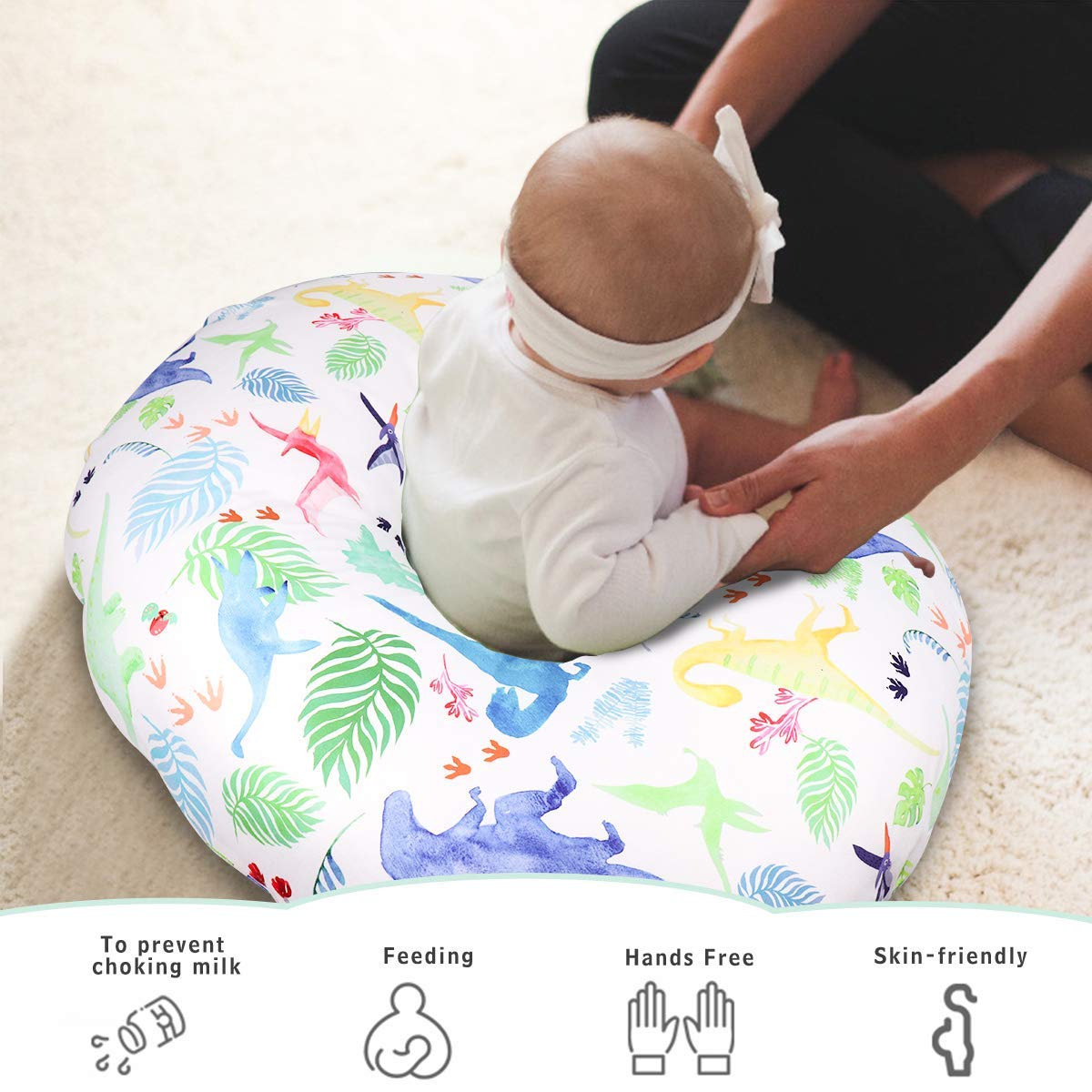 Baby Nursing Pillow Cover, Removeable Breastfeeding Pillow Slipcover, Nursing Pillow Case For Newborn Boys Girls, Soft Fabric Fits Snug On Infant