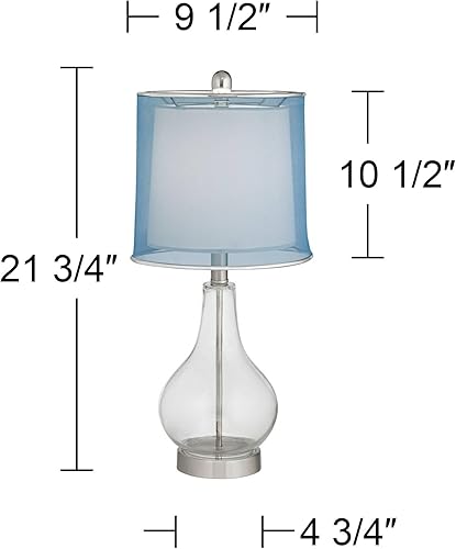 Miniatura 4 de 360 Lighting Ledger - Juego de 2 lámparas de mesa modernas de 21.75 pulgadas de alto con puerto de carga USB, cristal transparente, pantalla de