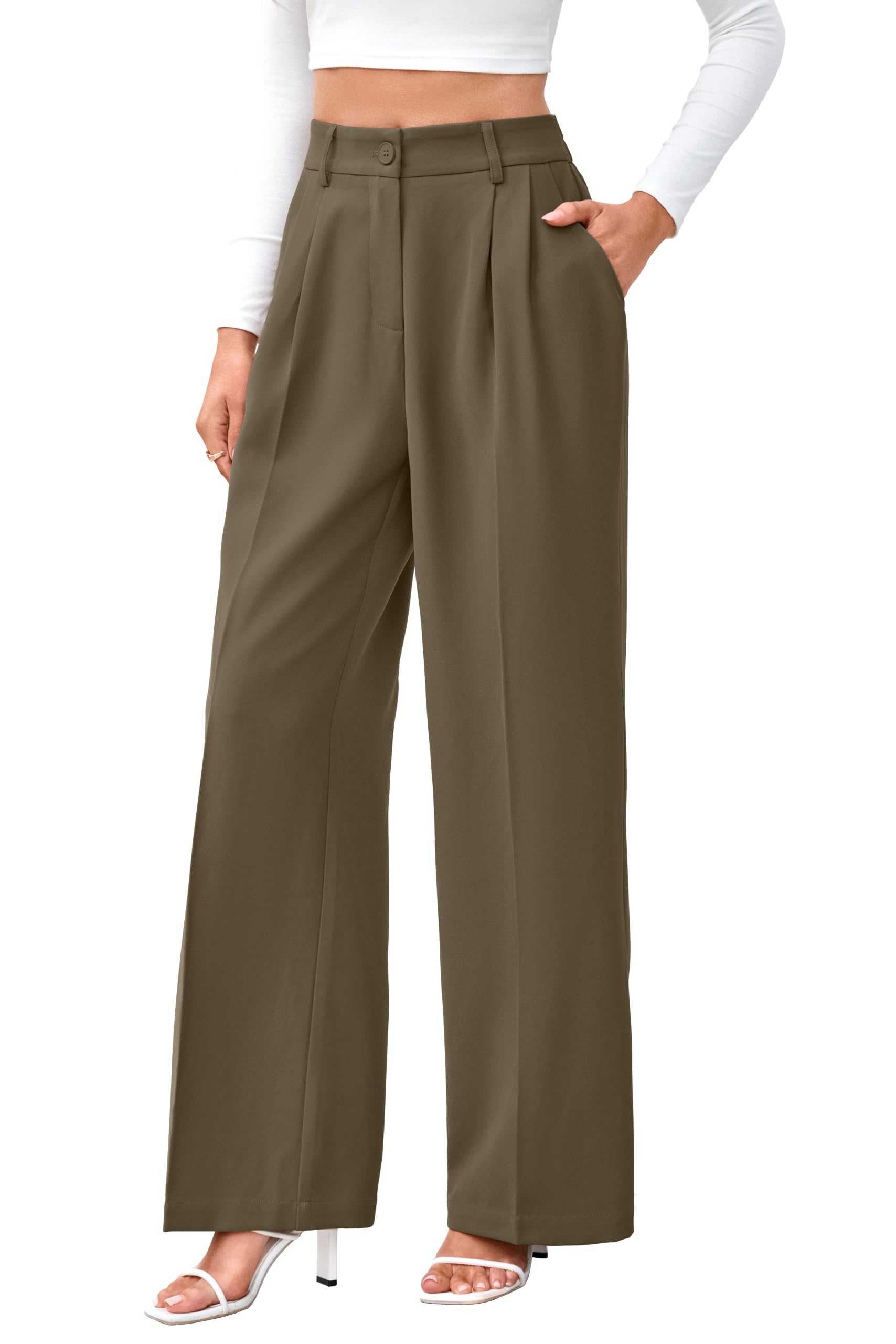 FUNYYZO Wide Leg Dress Pants for Women Work Slacks Business Casual Outfits