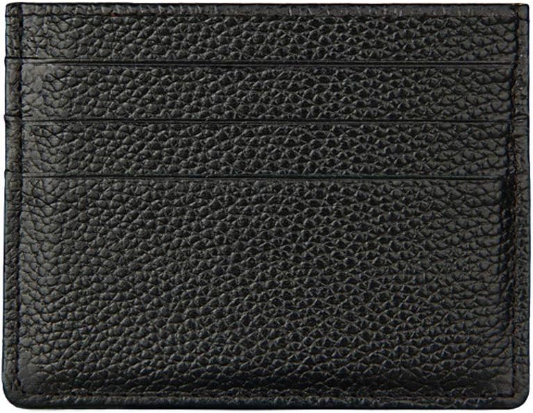 RFID Blocking Genuine Leather Unisex Slim Credit Card Case Holder Debit Wallet Sleeve - Black