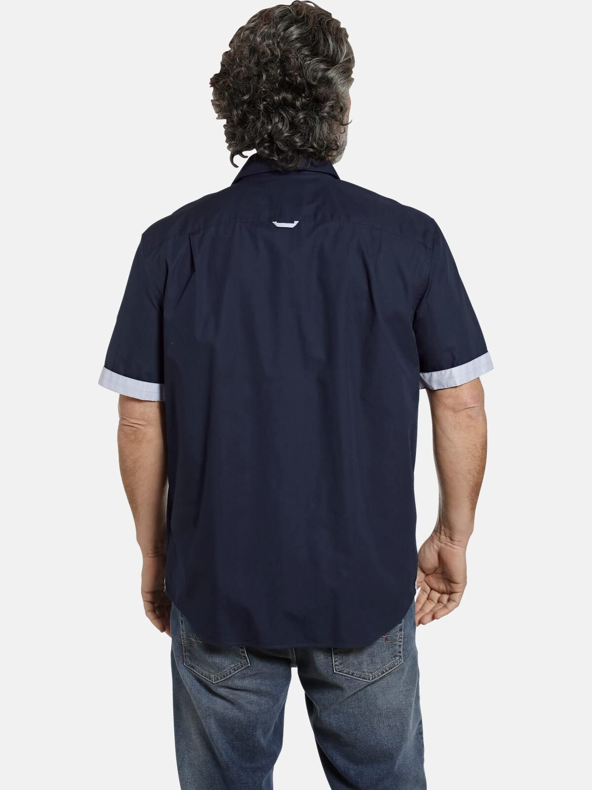 Jan Vanderstorm Herren Hemd Fynnjard | kurzarm mit Kentkragen, einfarbig mit Kontrast-Details | maritimes Freizeithemd | 100% Baumwolle | große Größen L-7XL