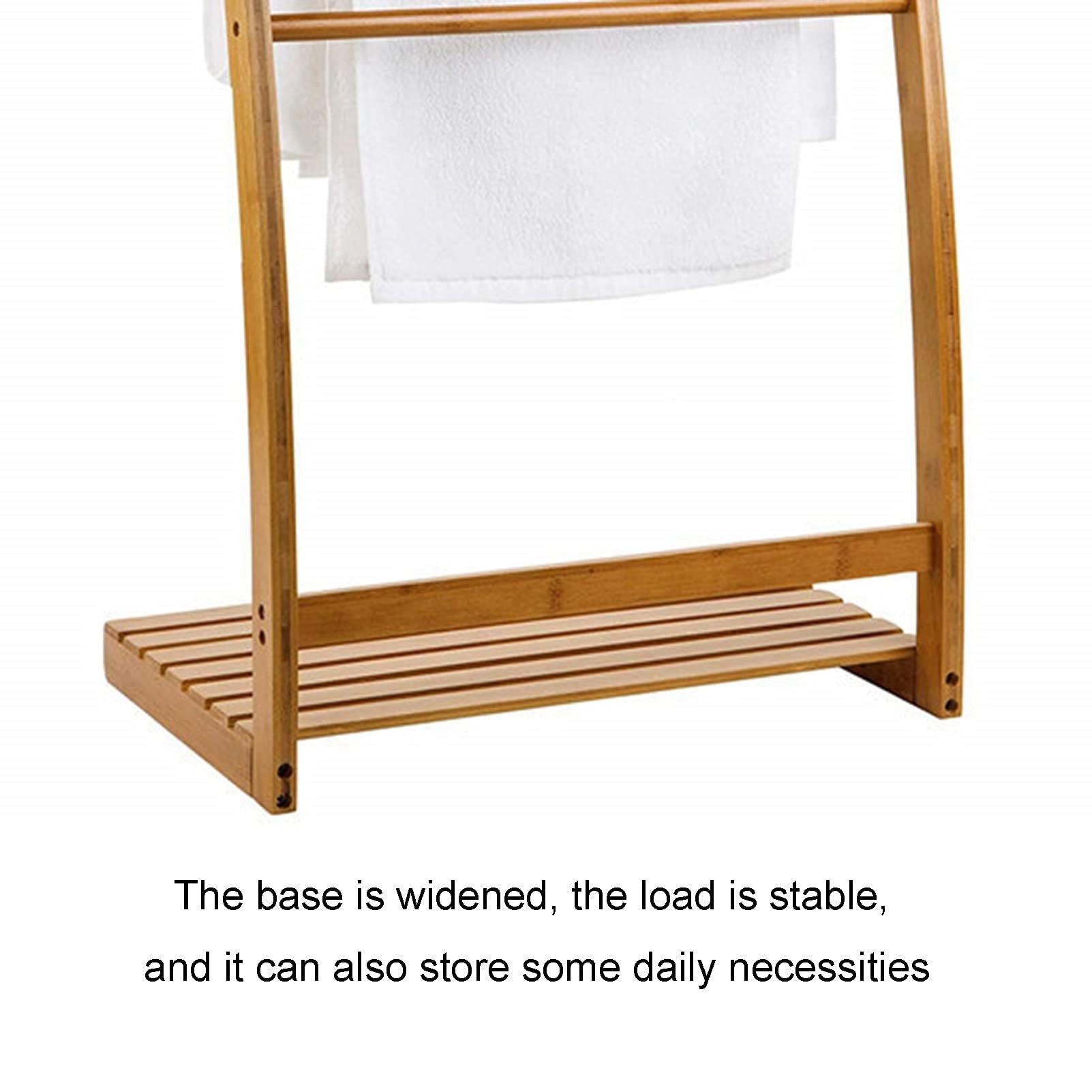 Toallero De Bambú para Baños, Toalla De Playa Independiente Y Estante Junto A La Piscina con Estante De Almacenamiento Inferior, Soporte para Edredón O Manta para Sala De Estar O Dormitorio
