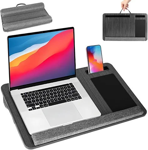 Mesa de Colo Portátil para Notebook/Laptop 55x34cm com Almofada e Tira Antiderrapante