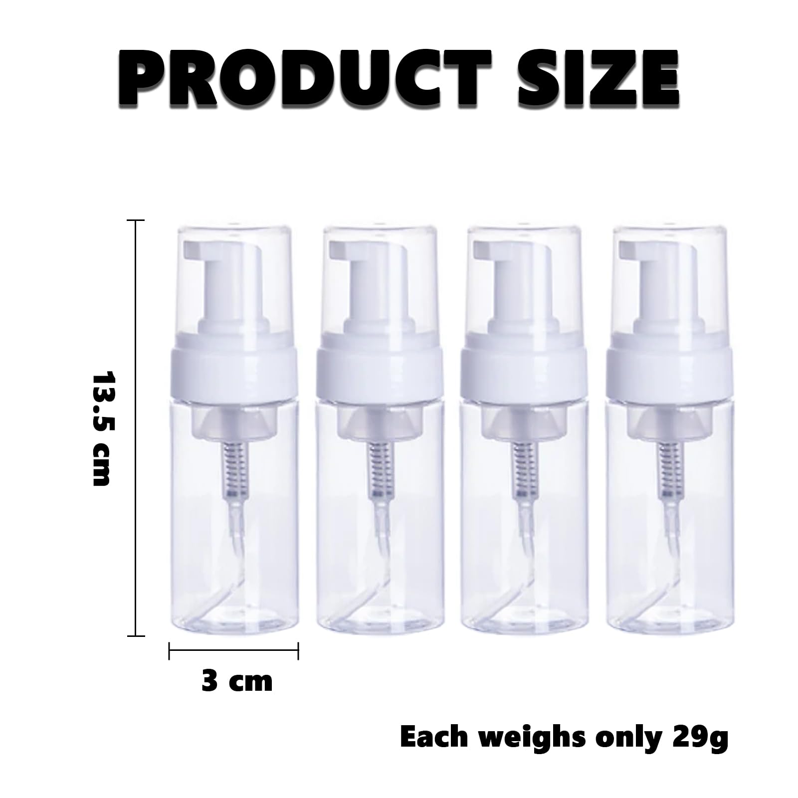 Confezione da 4 dispenser per sapone in schiuma, 50 ml, vuoti, ricaricabili, per shampoo da viaggio