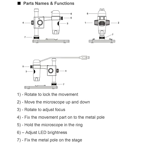 Miniatura 8 de Microscopio portátil de UM012C los 5M pixeles 300X 8 LED USB Digital