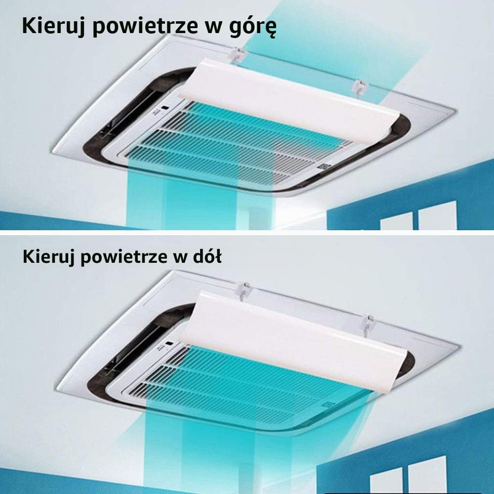 Deflektor klimatyzatora do sufitowej centralnej klimatyzacji, lekka plastikowa regulacja kąta, łatwa instalacja, zapobiega przedmuchowi zimnego powietrza prosto (jednoczęściowy) (60 cm)