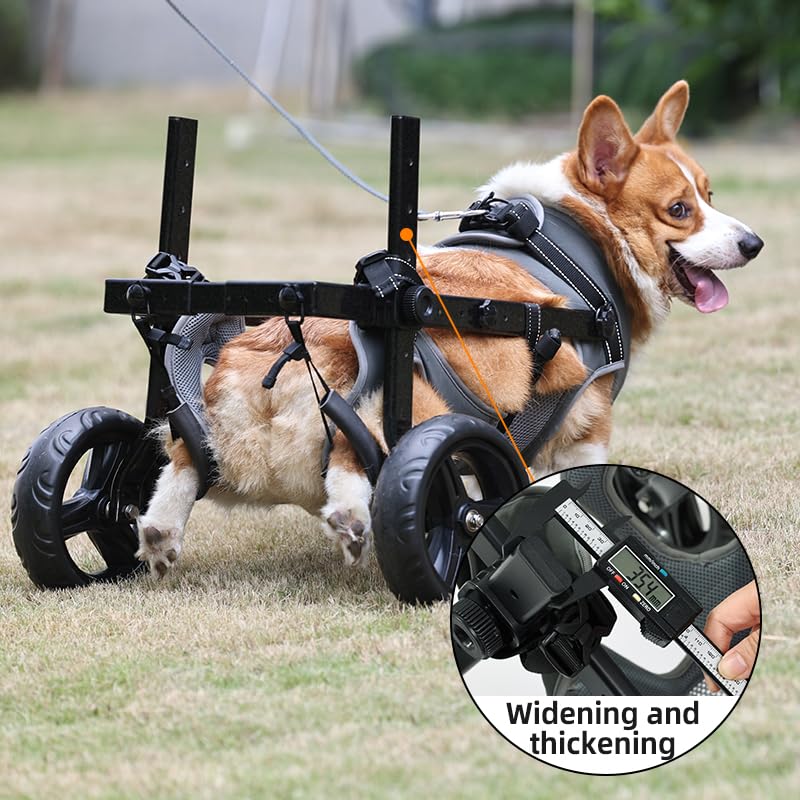 Chaise à roulettes légère pour chien, chariot pour animaux de compagnie réglable pour pattes arrière, chariot d'aide à la mobilité du chien avec roues pour chiots blessés avec14-20KG (L)