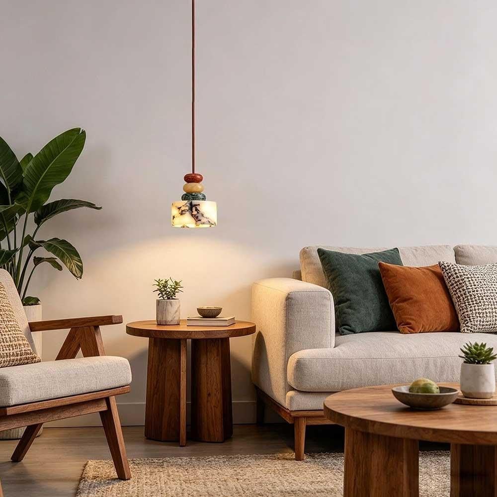 Lampada a Sospensiin Marmo, Modernada da Comodino in Pietra