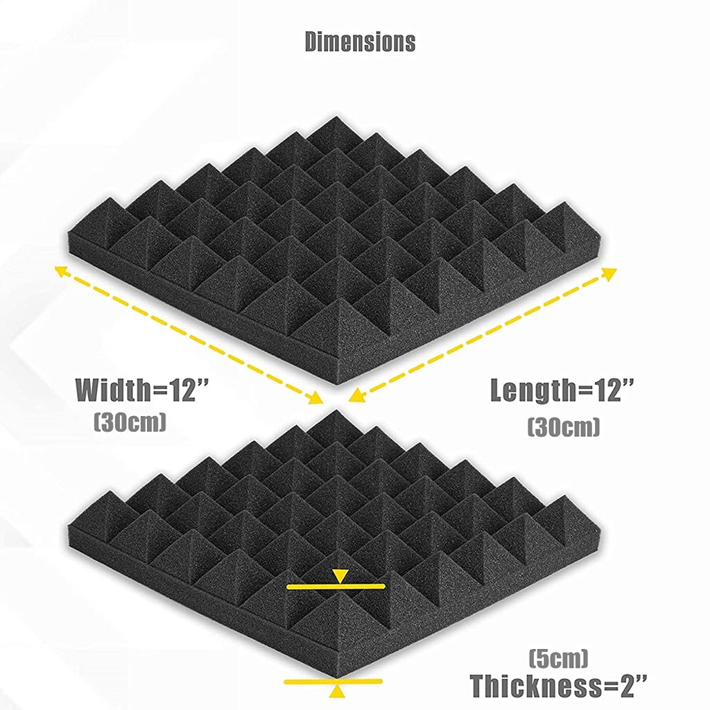 12/24 szt. 30x30x5 cm pianka akustyczna studyjna panele dźwiękochłonne leczenie izolacyjne Ktv Drun Room ścienna pianka dźwiękochłonna podkładka, czarna,D 12 szt.