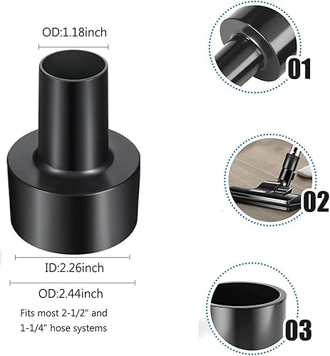 Miniatura 4 de MZY LLC Juego de 8 accesorios de vacío para aspiradora de tienda Accesorios de 1 78 a 1 pulgada Adaptador de manguera de vacío de 1 14 pulgadas,