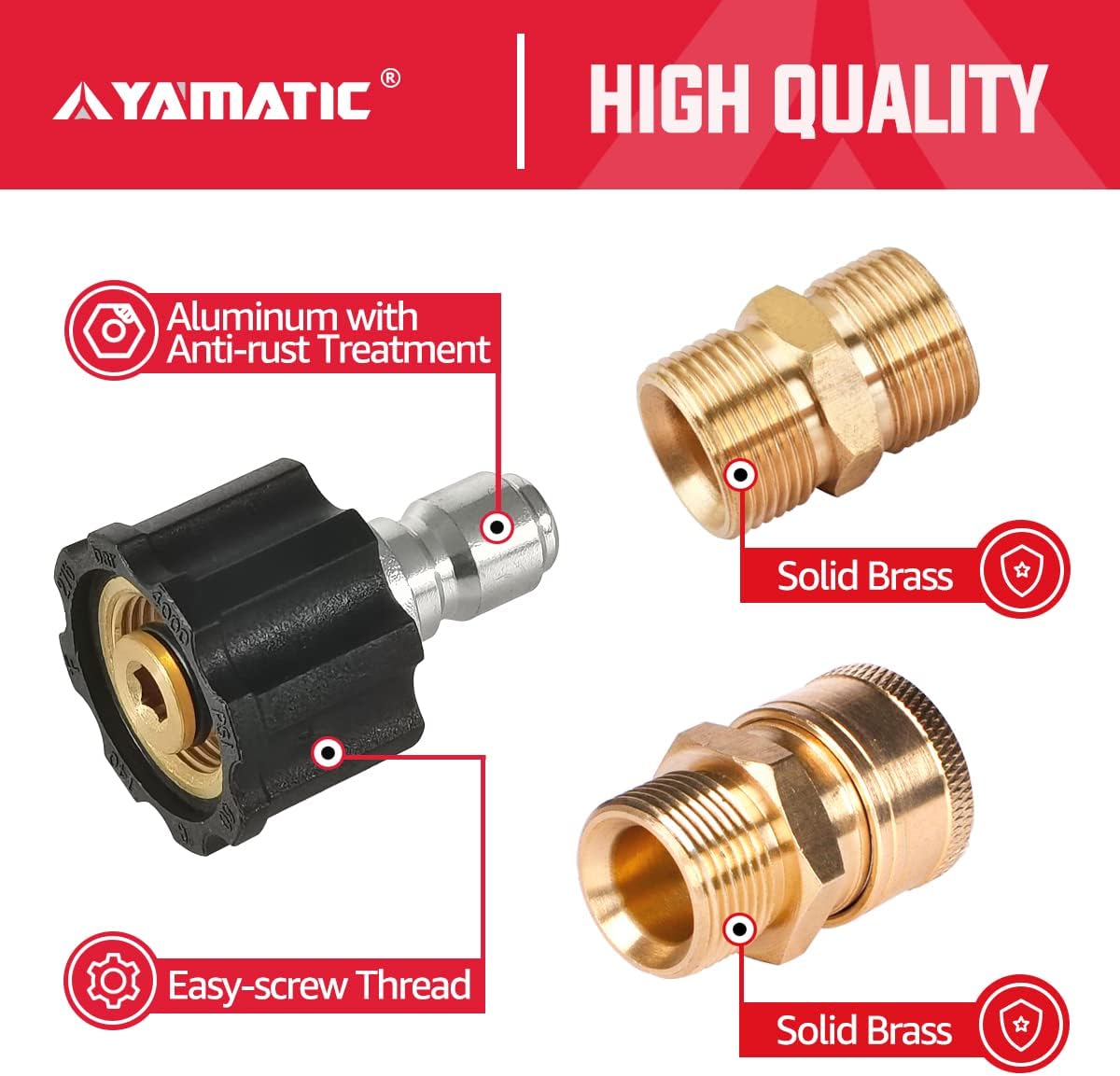 YAMATIC 3/8" Quick Connection Pressure Washer Hose Kit, M22-14MM to 3/8 Quick Connect Set, 1/4" X 50 FT, 3200 PSI Power Washer Hose