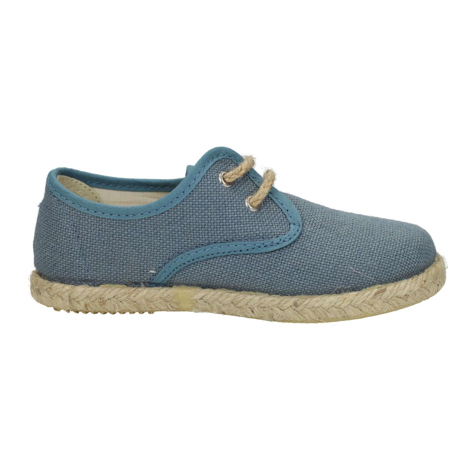 MADE IN SPAIN 267/L Chaussures en toile pour enfant en couleur indigo, espadrilles en toile avec semelle en sparte et semelle intérieure en cuir. Fabriquées en Espagne pour enfant