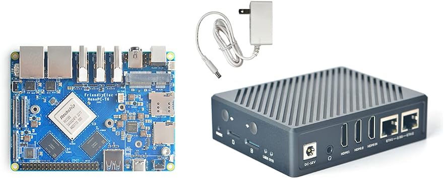 NanoPC-T6 Mini WiFi Router Open Source Smart IoT Gateway with LPDDR4X 8GB RAM 64GB eMMC 6Tops NPU RK3588 SoC Onboard miniPCIe M.2 M/E-Key Slot for NAS Video Playing Support 4GLTE WiFi BT Module