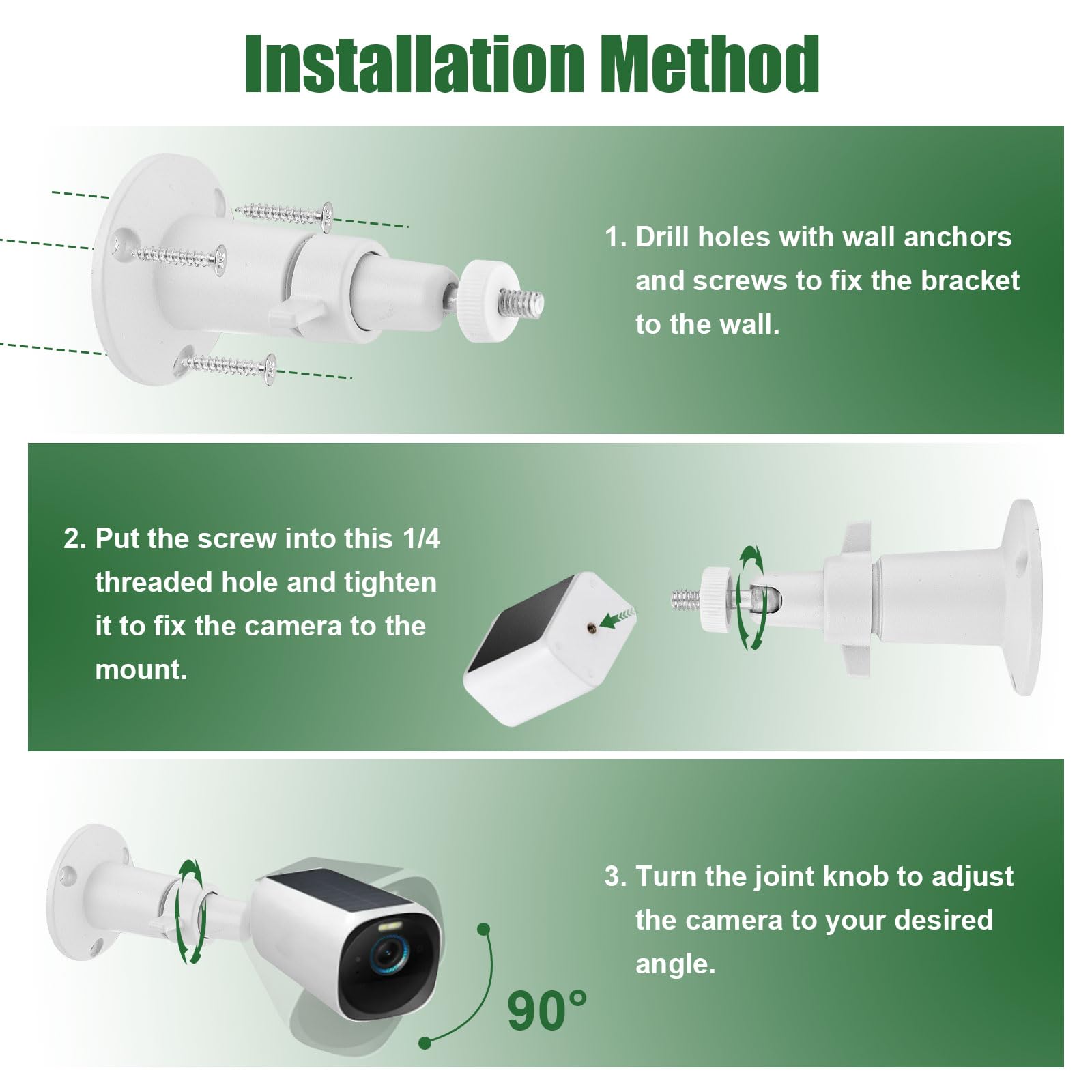 2uds Soporte para Cámara de Seguridad, Soporte de Montaje para Cámara Ajustable Soporte Interior/Exterior Compatible con Arlo Eufy Solocam S220/C210 Eufycam 2C/2C Pro 3/S330 3C/S300